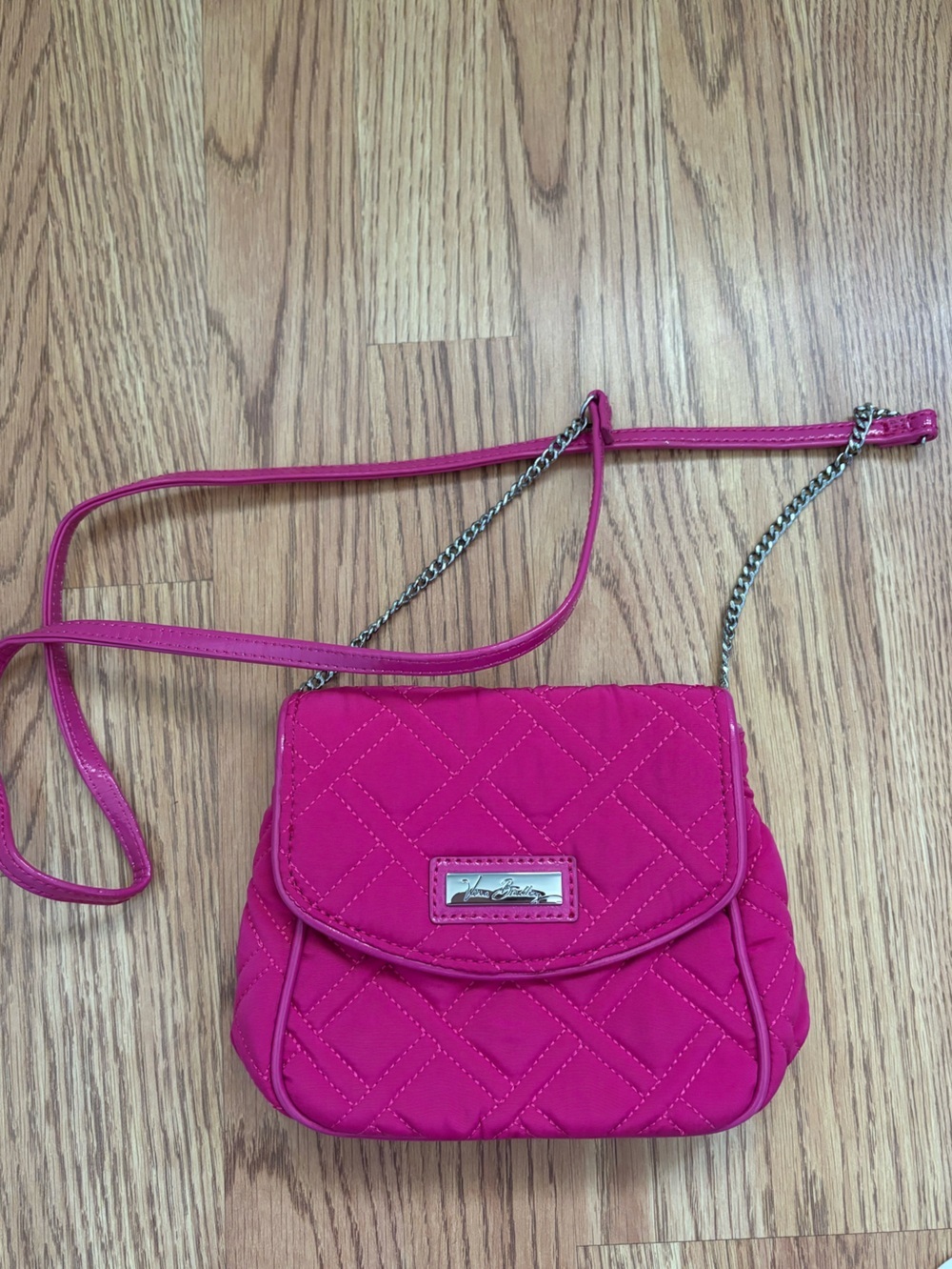 Vera Bradley hot pink quilted crossbody with chain strap
